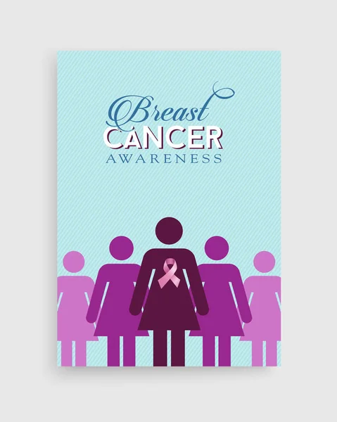 Breast cancer awareness pink girl poster design — Stock Vector