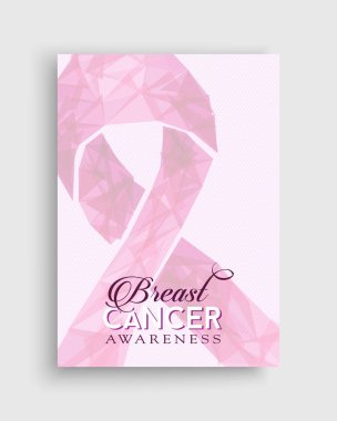 Meme Kanseri Bilinçlendirme pembe düşük Poli yay poster