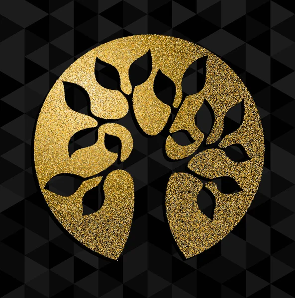 Arany csillogó életfa szimbólum elgondolásokból — Stock Vector
