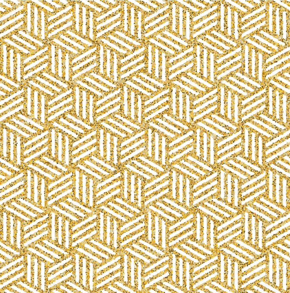 Gold glitter abstract isometric seamless pattern 