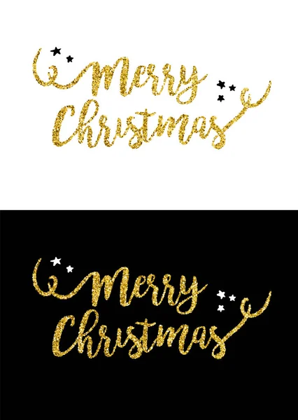 Merry Christmas guldglitter citat gratulationskort — Stock vektor