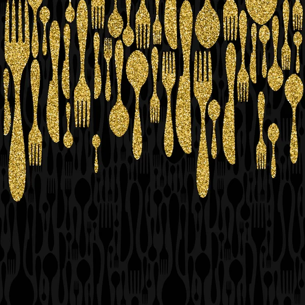 Altın glitter çatal bıçak takımı öğe arka plan belirleme