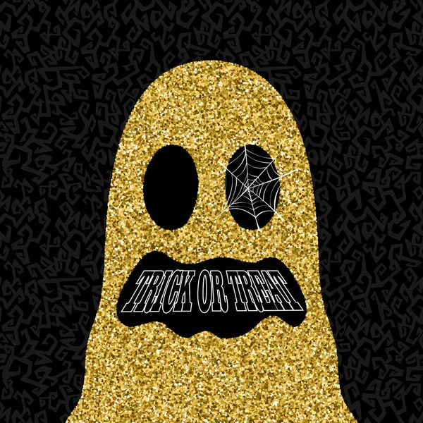 Guld Halloween trick eller behandla ghost illustration — Stock vektor