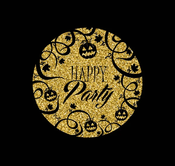 Oro glitter festa di Halloween invito card — Vettoriale Stock