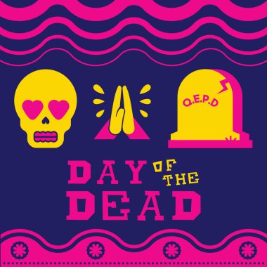 Mutlu gün ölü şeker kafatası emoji simgesi sanat