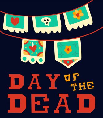 Gün ölü geleneksel Meksika kağıt bayrak kesmek