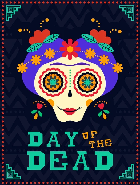 Щасливий день мертвого скелета цукрового черепа Катріна — стоковий вектор