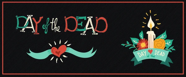 Dag av döda blomma hand dras festliga banner — Stock vektor