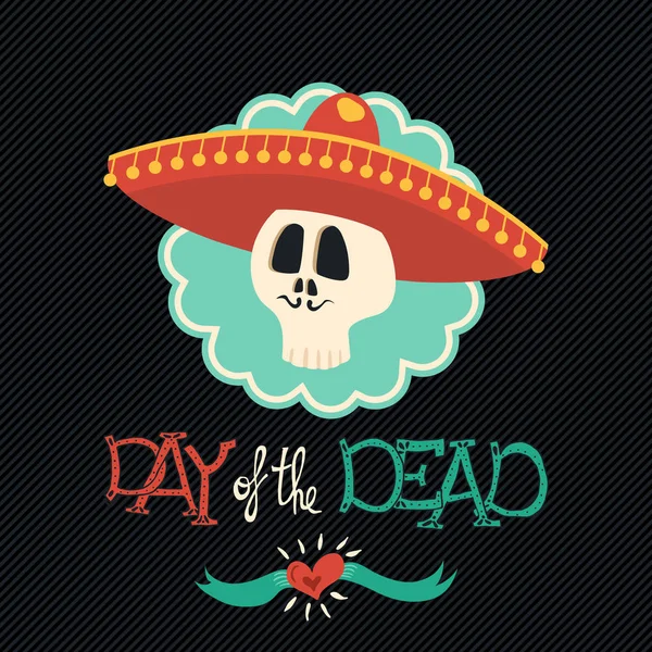 Día de la muerte mariachi mexicana sombrero cráneo de azúcar — Vector de stock