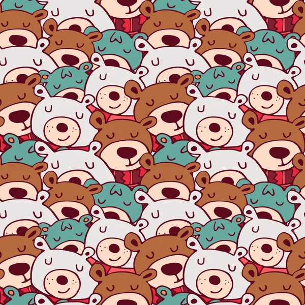 Cute christmas winter bear doodle seamless pattern Royalty Free Stock Vectors