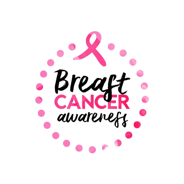 Cinta de conocimiento de cáncer de mama acuarela cita — Archivo Imágenes Vectoriales