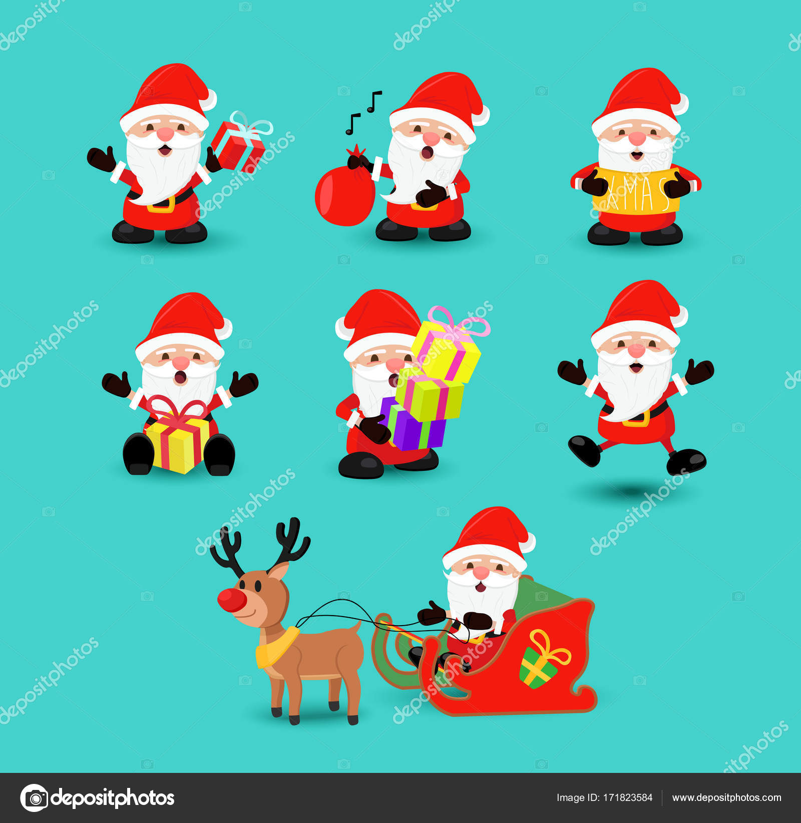 Christmas santa claus funny holiday cartoon set Stock Vector Image by ©cienpies #171823584 Christmas santa claus funny holiday cartoon set Stock Vector Image by ©cienpies #171823584