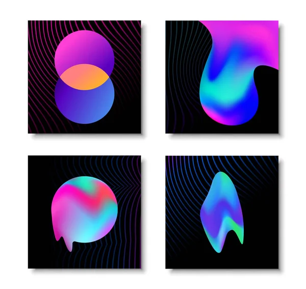 Moderne abstracte vloeibare gradiënt effect kaartenset — Stockvector