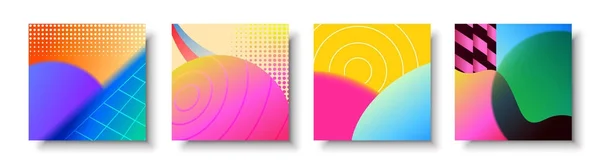 Moderne abstrait 3d memphis mode cartes de vœux — Image vectorielle