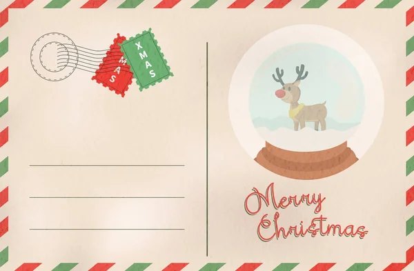 Neşeli Noel retro kar küre tatil Kartpostalı — Stok Vektör