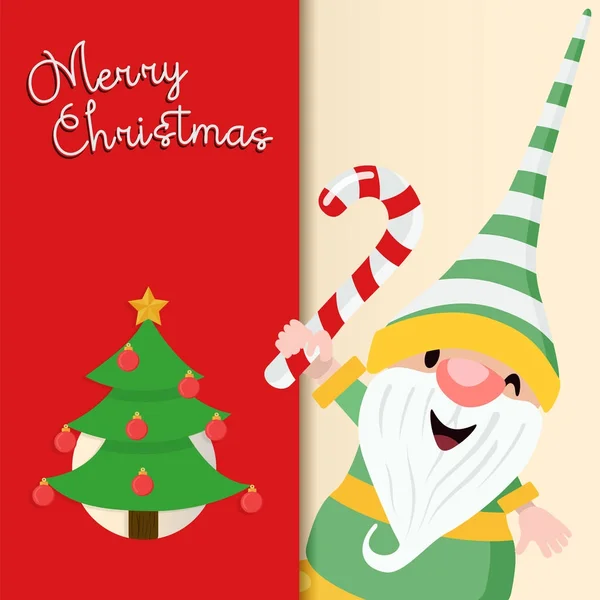 Christmas greeting card cute holiday elf cartoon — Stock Vector