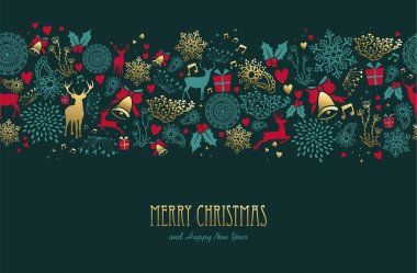 Christmas and new year deer pattern greeting card clipart