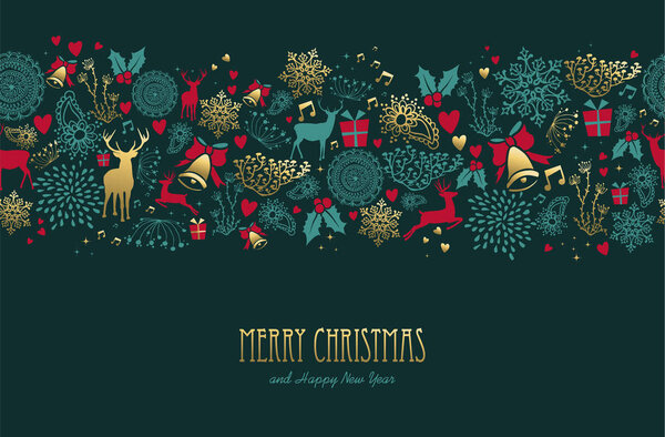 Christmas and new year deer pattern greeting card