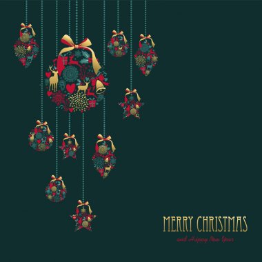 Noel ve yeni yıl altın geyik kart süsleme