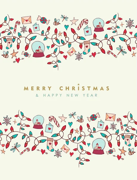 クリスマスと新年のかわいいグリーティング カード パターン — ストックベクタ