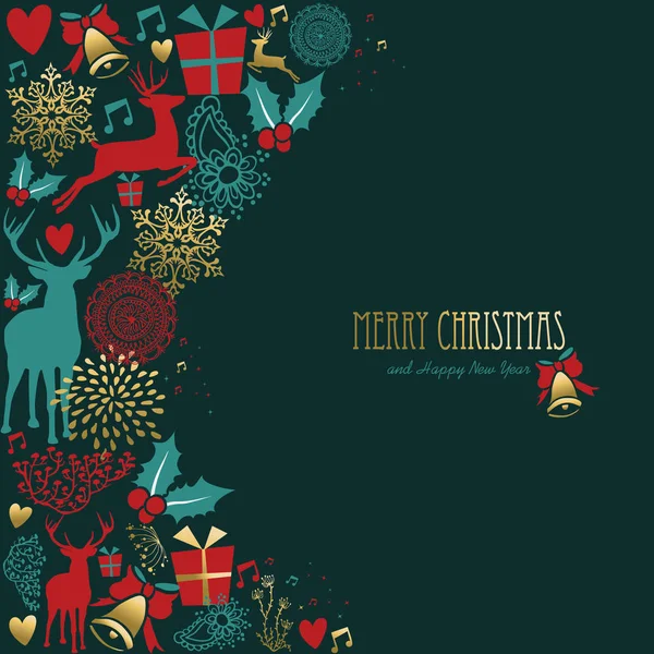 Noel ve yeni yıl altın geyik kart süsleme