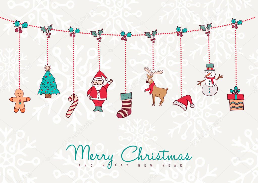 Christmas and new year holiday ornament card