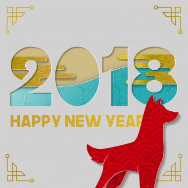 Köpek sanat Çin yeni yılı 2018 mutlu kağıt kesme