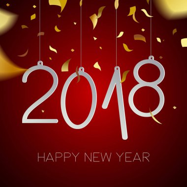 Mutlu yeni yıl 2018 altın tatil parti kartı