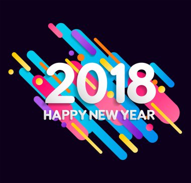 Mutlu yeni yıl 2018 renk degrade dekorasyon kartı