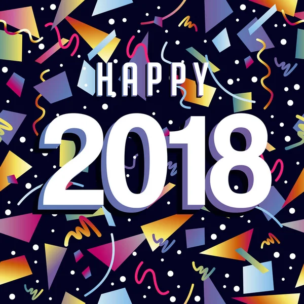 행복 한 새 해 2018 색종이 파티 배경 — 스톡 벡터