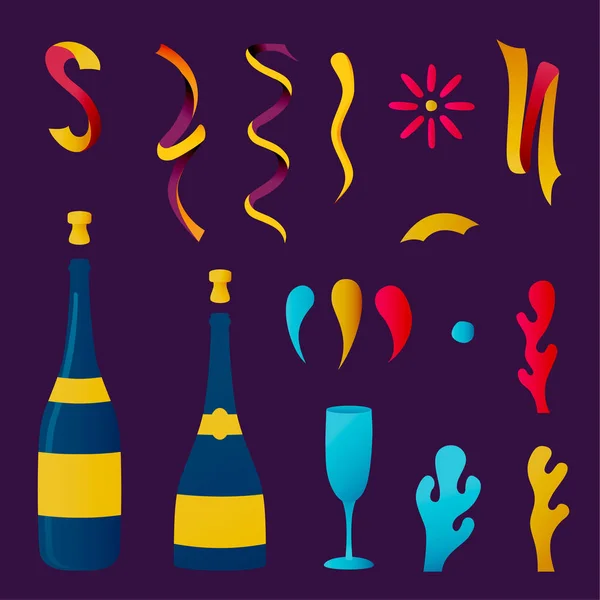 香槟聚会特别活动饮料收藏 — 图库矢量图片