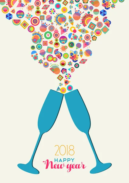 Feliz Año Nuevo 2018 colrful fiesta brindis splash — Archivo Imágenes Vectoriales