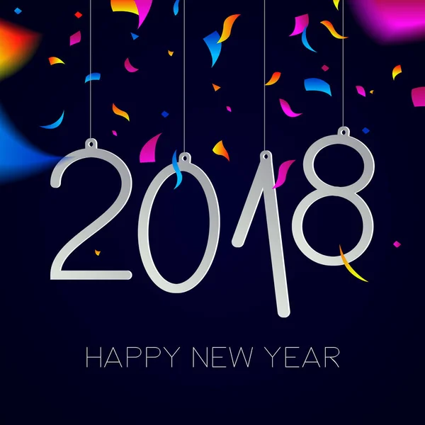 Bonne année 2018 nuit fête carte confettis — Image vectorielle