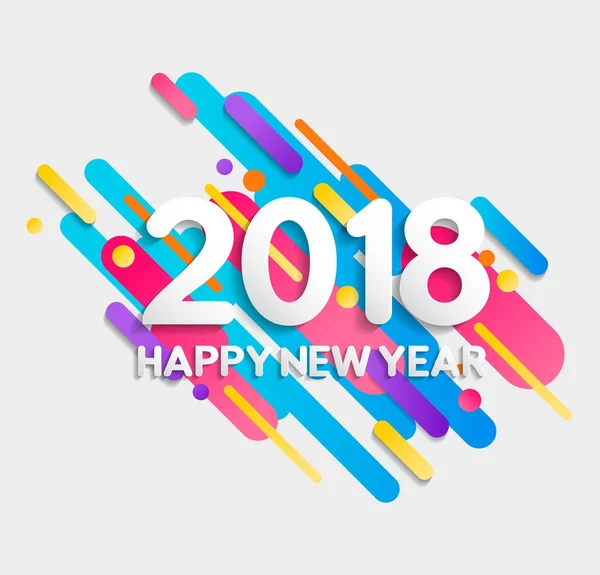 新年快乐2018多彩几何形状卡片 — 图库矢量图片