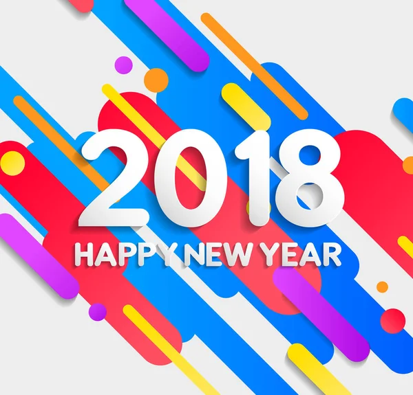 新年快乐2018多彩现代元素卡 — 图库矢量图片