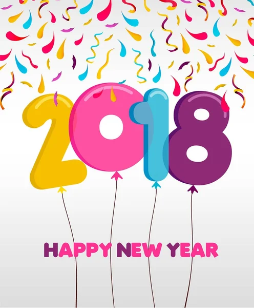 Mutlu yeni yıl 2018 parti balon tebrik kartı — Stok Vektör
