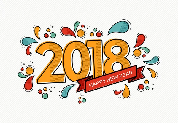 Mutlu yeni yıl 2018 modern renkli sanat kartı — Stok Vektör