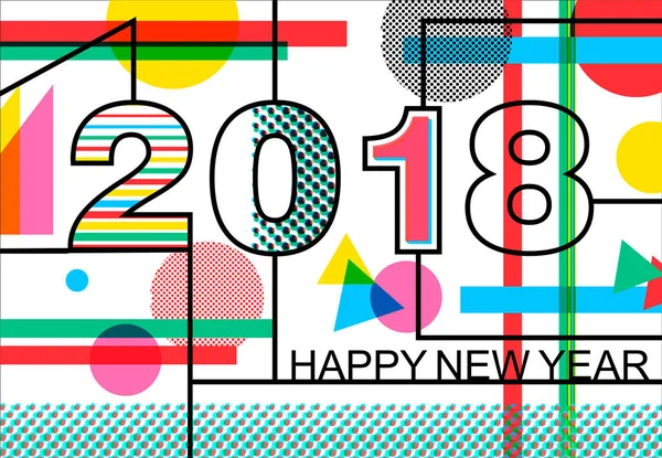 Feliz Año Nuevo 2018 tarjeta de felicitación de color geométrico — Archivo Imágenes Vectoriales