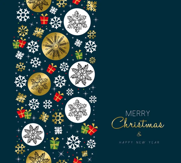 Natal e Ano Novo cartão de saudação de neve de ouro — Vetor de Stock