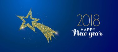 Yeni yıl 2018 altın glitter tatil kayan yıldız