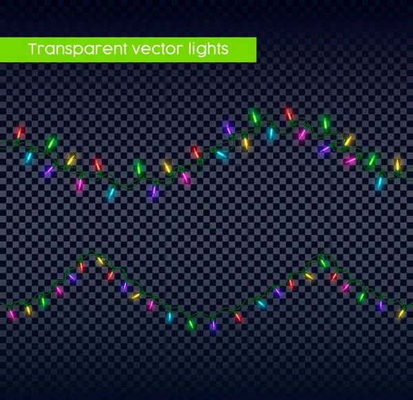 Різдвяний світловий набір на прозорому фоні — стоковий вектор