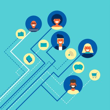 Sosyal ağ insanlar takım bağlantıları'nda sanat düz