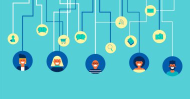 Sosyal ağ insanlar takım bağlantıları'nda sanat düz