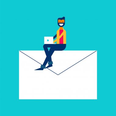 Sosyal medya mesaj konsept illüstrasyon ağ