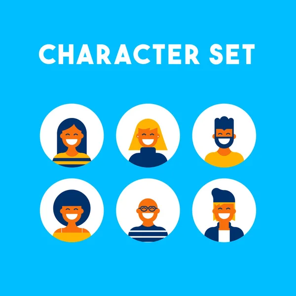 People group character icon set modern design — Stock Vector