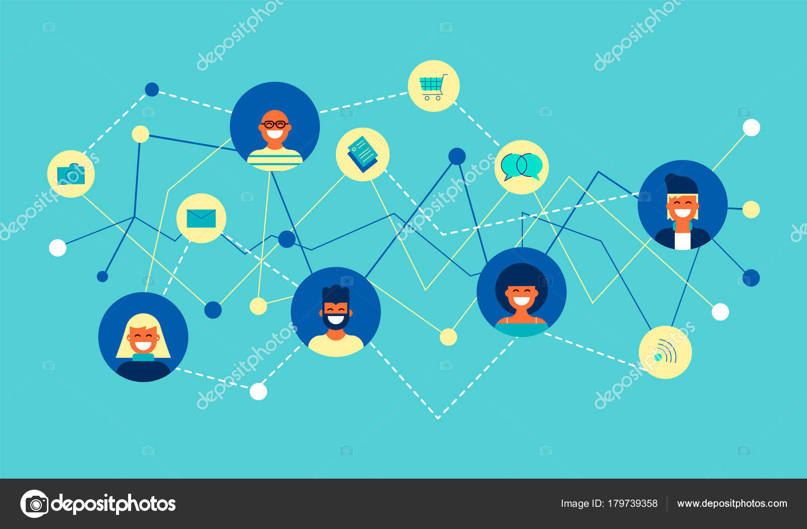 Illustration Concept Connexion Aux Réseaux Sociaux Équipe Diverses Illustration Concept Connexion Aux Réseaux Sociaux Équipe Diverses