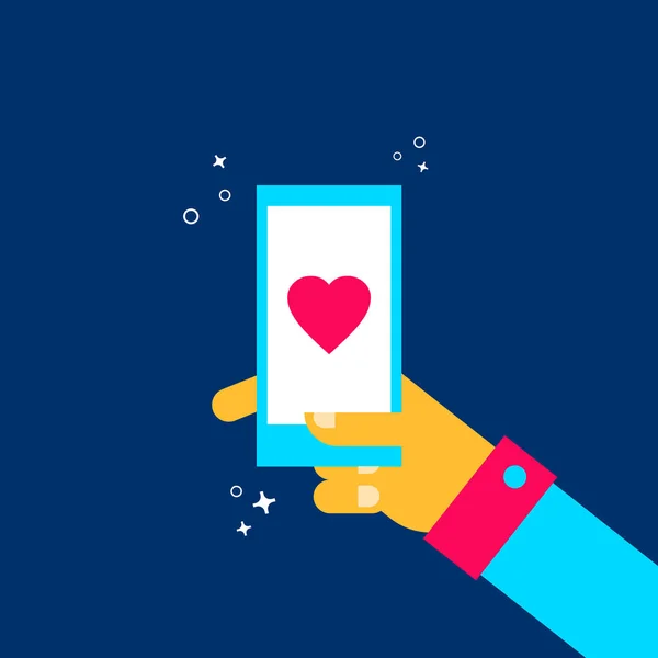 Man Vasthouden Telefoon Met Liefde Bericht Online Dating App Concept — Stockvector