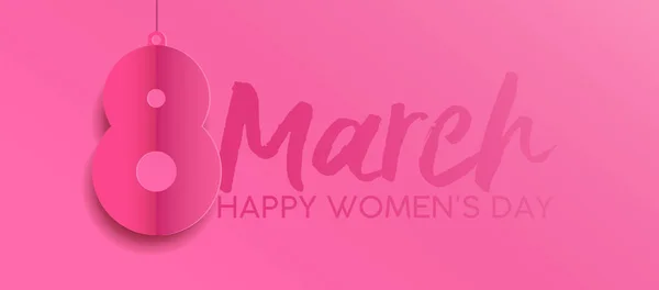 Дизайн розовой бумажной открытки с Днем женщин — стоковый вектор