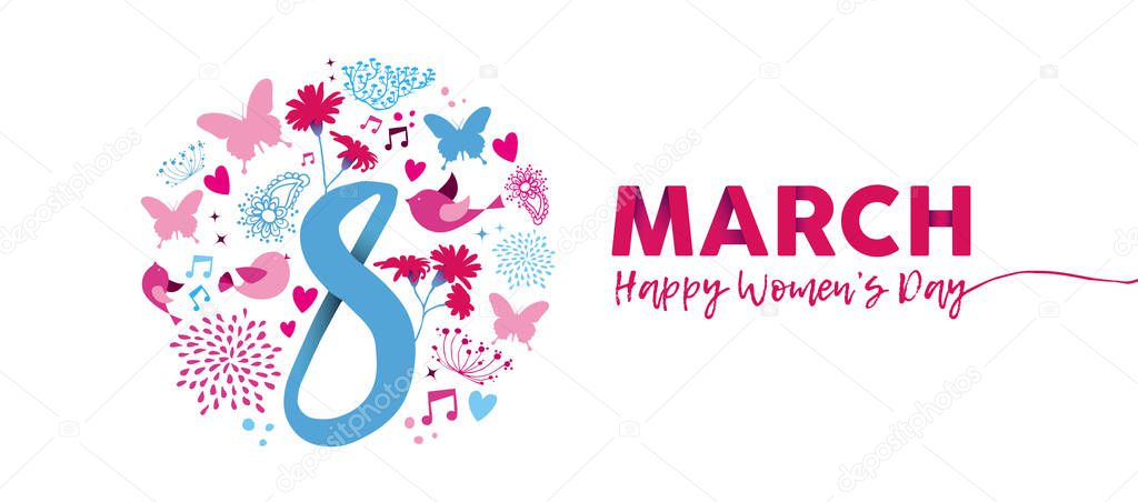 March 8th Womens Day pink flower banner design