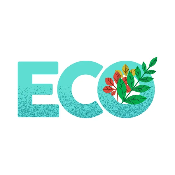 Eco friendly vert aide citation avec des feuilles de plantes — Image vectorielle